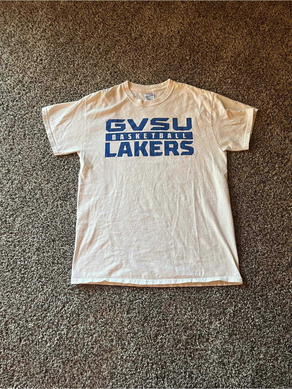 Gildan White Tee with Blue GVSU Lakers Basketball Logo